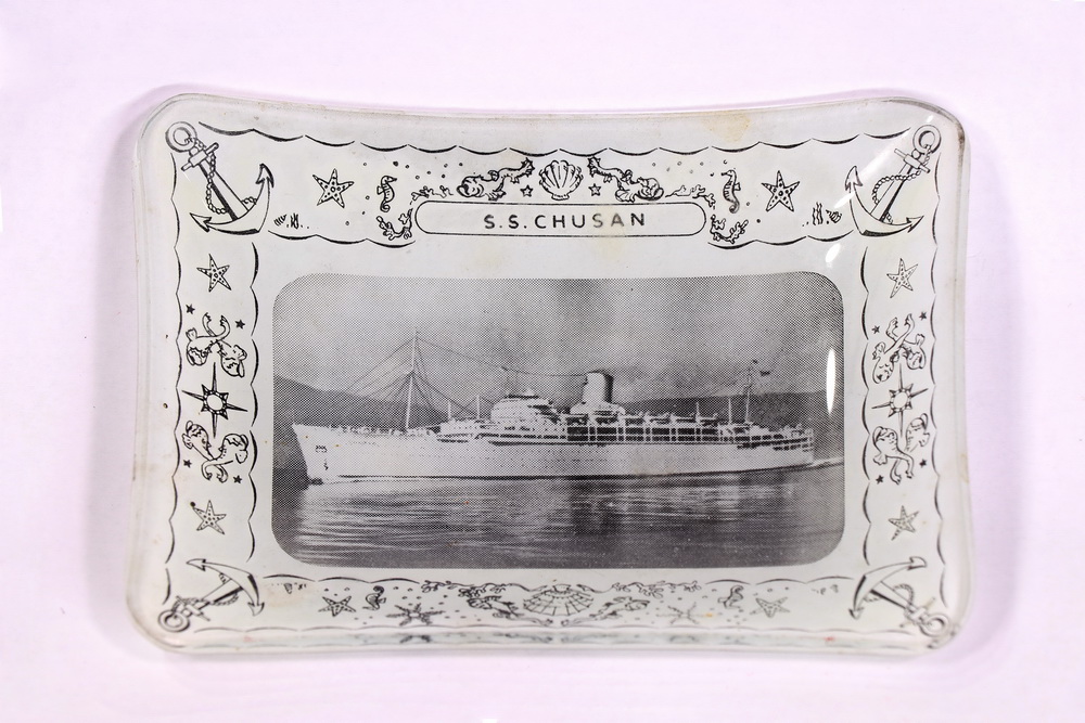 Glass souvenir of “SS Chusan”