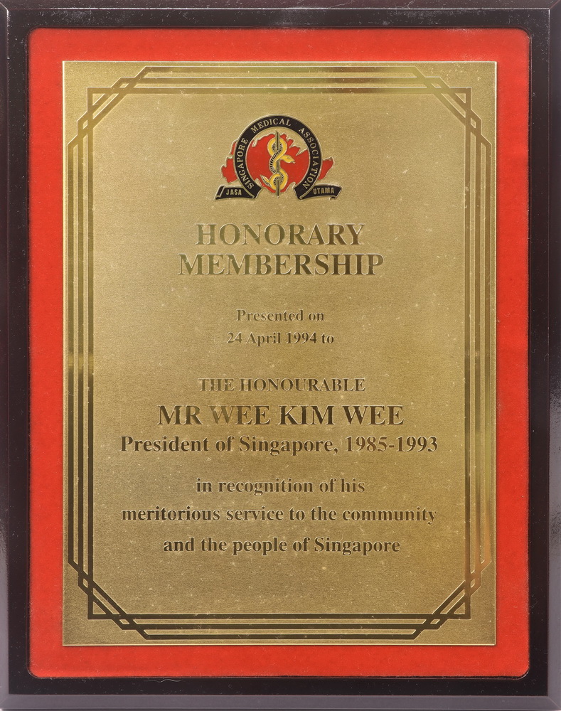 Plaque of Singapore Medical Association
