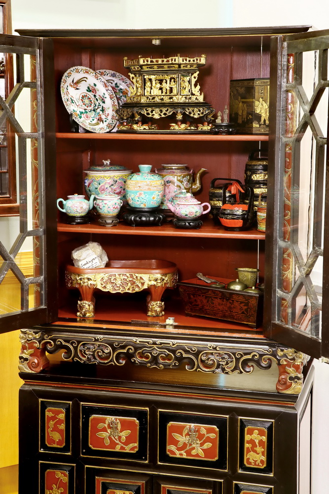 Two-tiered Peranakan bridal cabinet