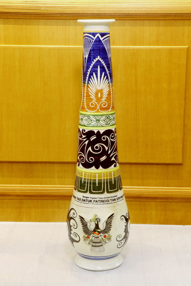 multi-coloured Sarawak ceramic vase
