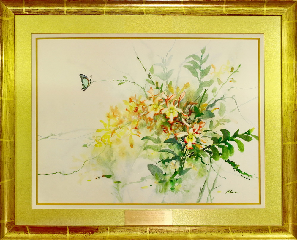 Water-colour painting of Dendrobium