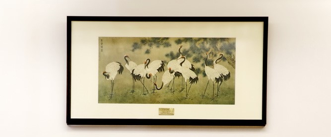 Watercolour Painting of flock of cranes